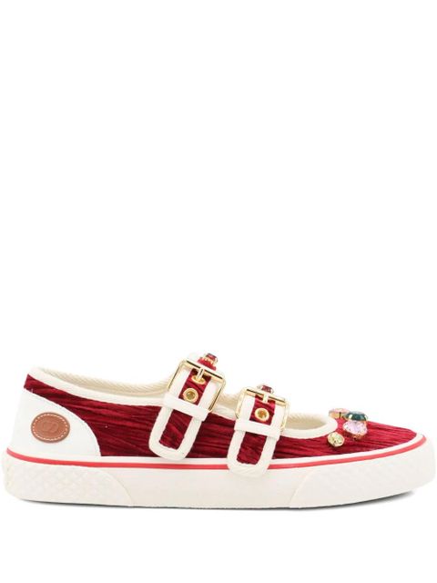 Valentino Garavani jewel-embellished buckle sneakers - Red - zdjęcie produktu nr 1