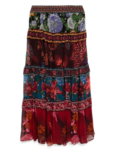 FARM Rio floral-print ruffle skirt - Neutrals - zdjęcie produktu nr 1