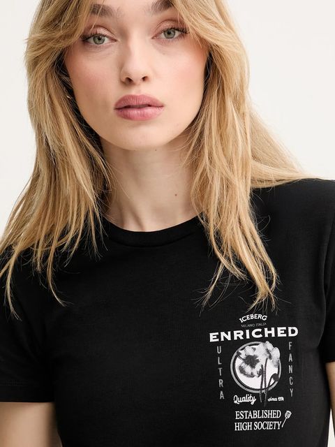 Iceberg t-shirt bawełniany damski kolor czarny F091 6318