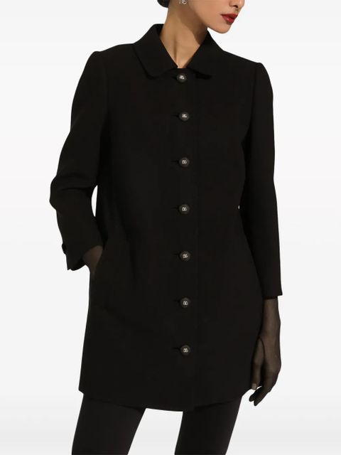 Dolce & Gabbana logo-engraved single-breasted coat - Black