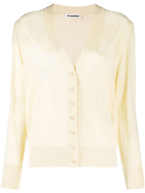 Jil Sander fine-knit V-neck cardigan - Yellow - zdjęcie produktu nr 1