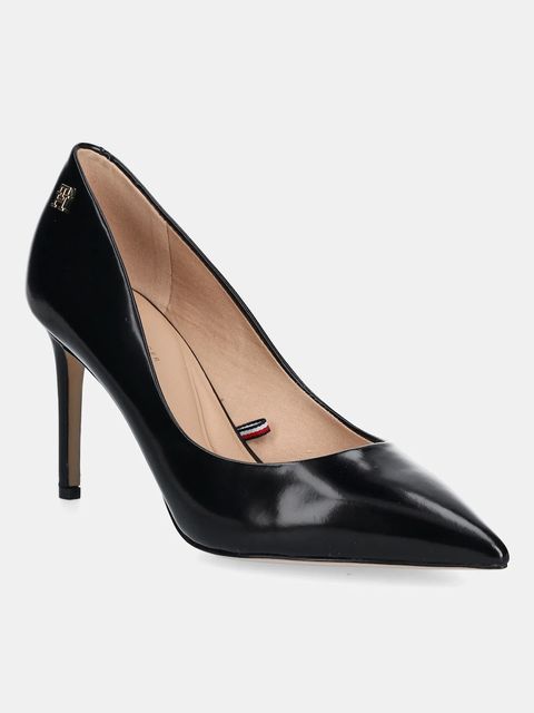 Tommy Hilfiger szpilki skórzane CLOSED PUMP ABRASIVATO kolor czarny FW0FW08969 - zdjęcie produktu nr 1