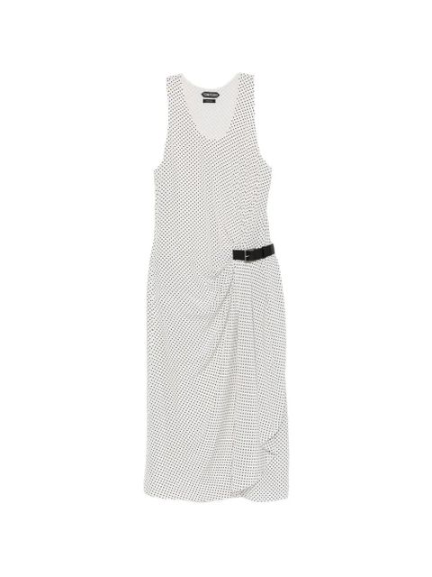TOM FORD polka dot belted midi dress - White - zdjęcie produktu nr 1