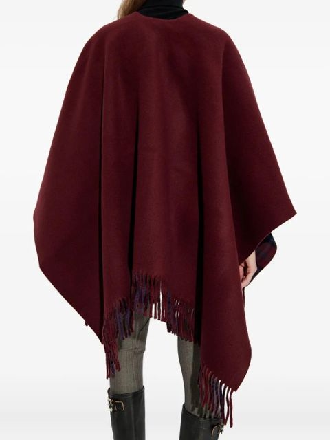 Burberry reversible fringed cape - Red