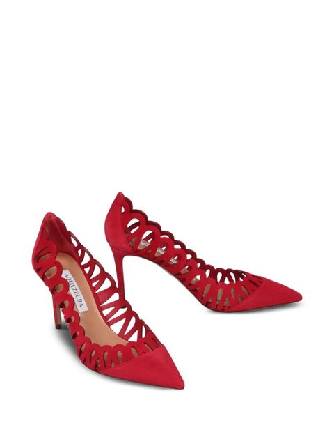 Aquazzura 85mm Peep scalloped-cut pumps - Red