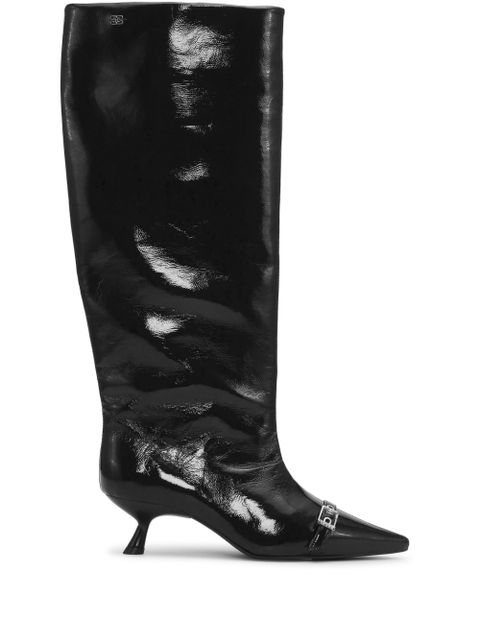 GANNI eyelet-detail slouchy knee-high boots - Black - zdjęcie produktu nr 1