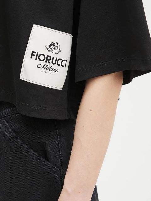 Fiorucci t-shirt bawełniany Logo Label Cropped Padded damski kolor czarny U02SPTSH106CJ01BK01