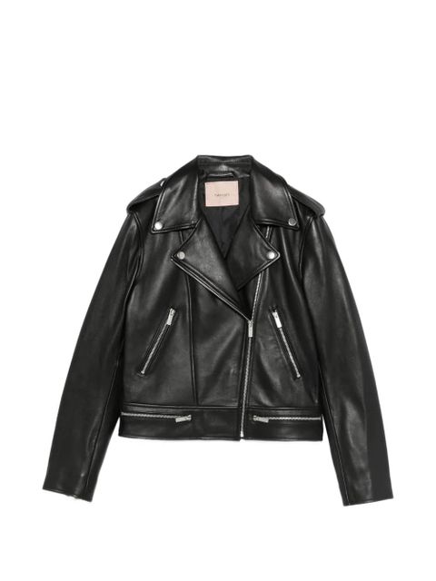 TWINSET zip-up leather jacket - Black - zdjęcie produktu nr 1