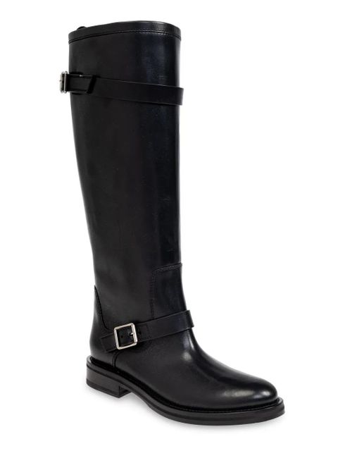 Saint Laurent almond-toe leather boots - Black