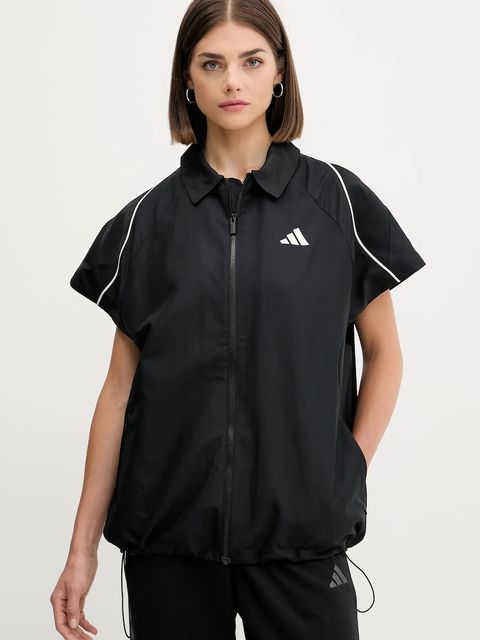 adidas koszula Stadium damska kolor czarny relaxed z kołnierzykiem klasycznym JL6889 - zdjęcie produktu nr 1