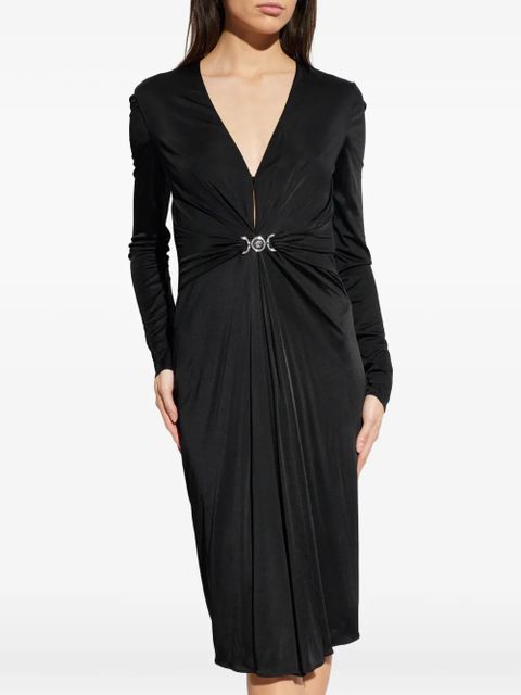 Versace Medusa-plaque draped dress - Black