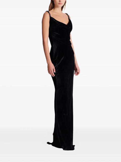 Balmain jewel-embellished velvet dress - Black