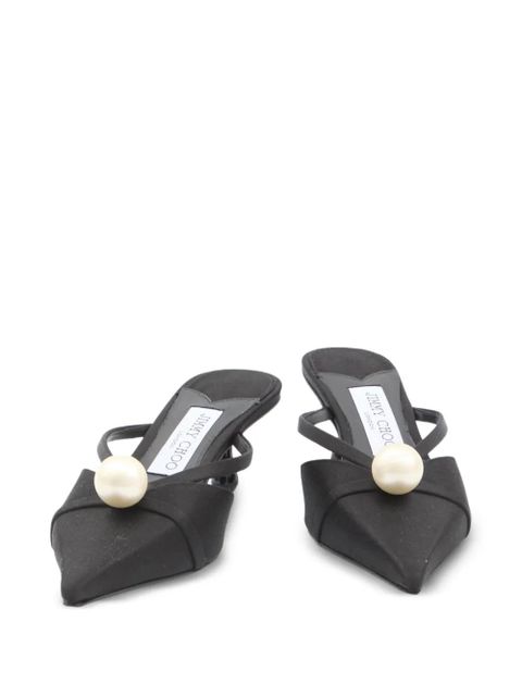 Jimmy Choo 50mm Sana pearl-embellished mules - Black