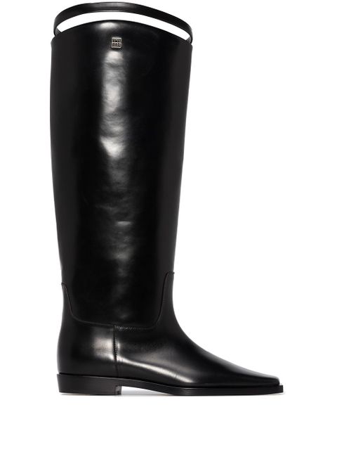 TOTEME square-toe strap riding boots - Black - zdjęcie produktu nr 1