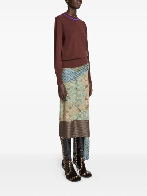 DRIES VAN NOTEN draped silk skirt - Green