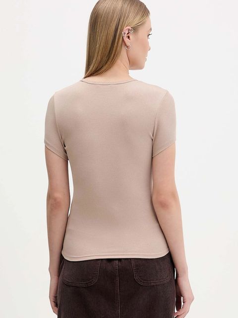 Tommy Jeans t-shirt damski kolor brązowy DW0DW21787