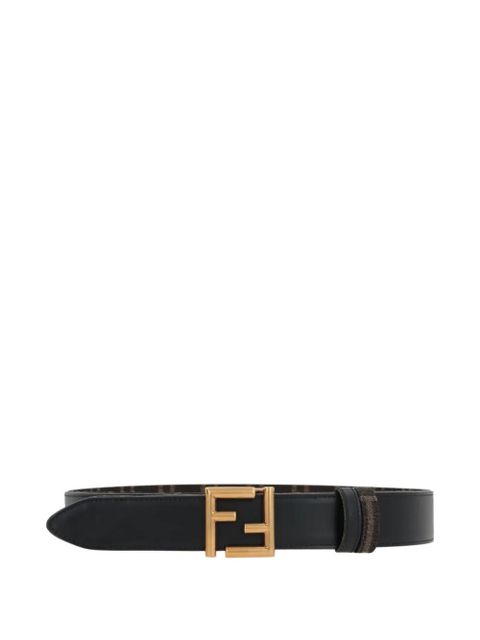 FENDI FF-logo leather belt - Black