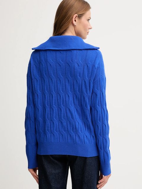 Tommy Hilfiger sweter wełniany damski kolor niebieski WW0WW46425 - zdjęcie produktu nr 2