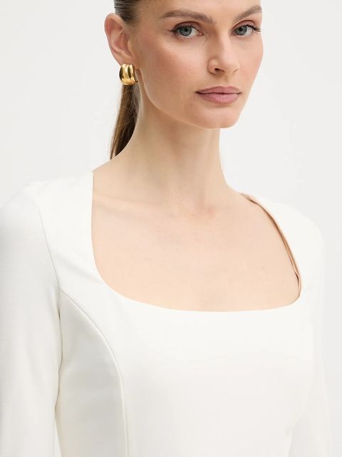 Pinko sukienka kolor beżowy mini rozkloszowana 105769 A15M