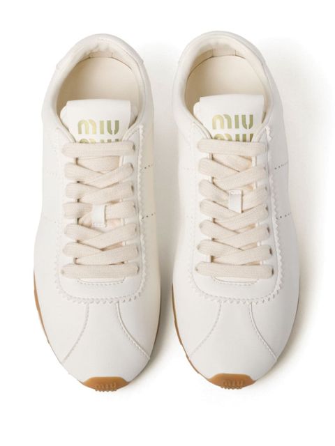 Miu Miu Plume nappa leather sneakers - White