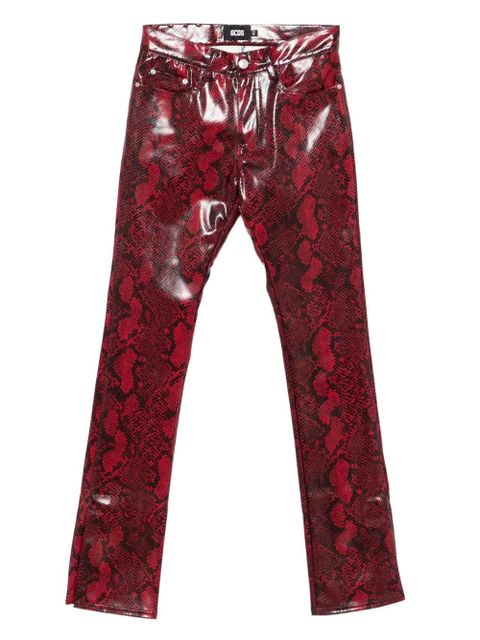GCDS snakeskin-print pants - Red - zdjęcie produktu nr 1