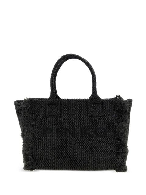 PINKO fringed raffia-effect tote bag - Black - zdjęcie produktu nr 1