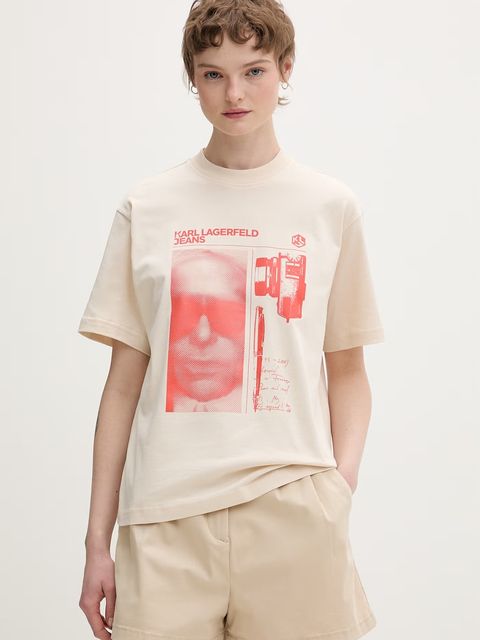 Karl Lagerfeld Jeans t-shirt damski bawełniany - zdjęcie produktu nr 2