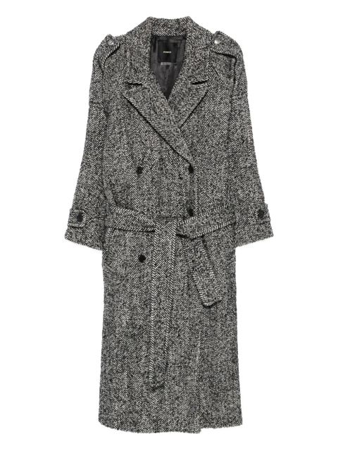 PINKO herringbone-pattern belted coat - Black - zdjęcie produktu nr 1
