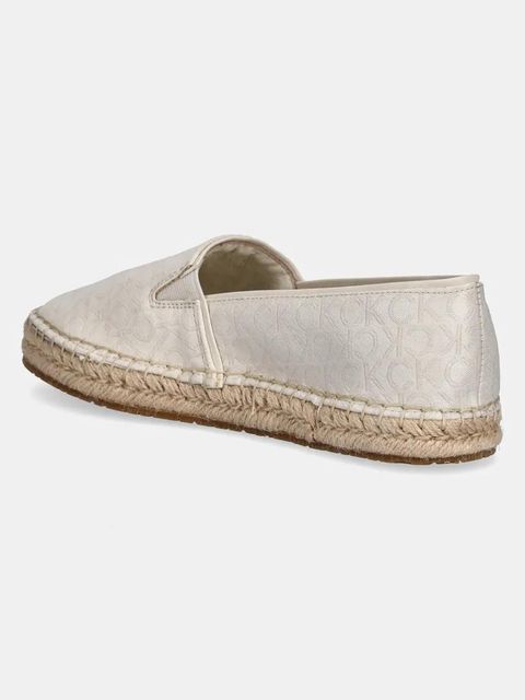 Calvin Klein espadryle FLAT ESPADRILLE - JACQ kolor beżowy HW0HW02467
