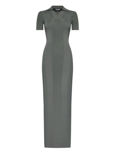 Jacquemus Polo ribbed knit long dress - Grey - zdjęcie produktu nr 1