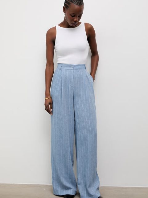 Answear.LAB spodnie palazzo damskie z dodatkiem lnu - zdjęcie produktu nr 1