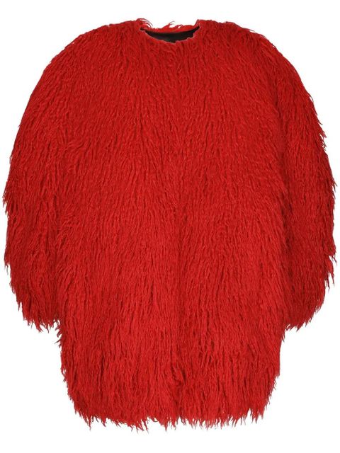 Dolce & Gabbana single-breasted faux-fur coat - Red - zdjęcie produktu nr 1