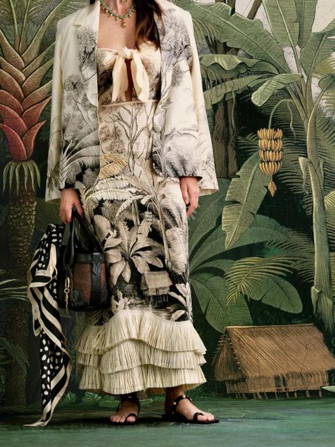 Johanna Ortiz Invictus graphic-pattern midi dress - Neutrals