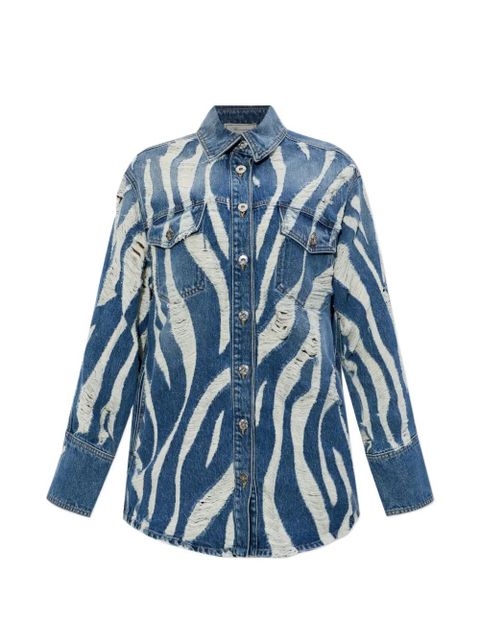 Blumarine distressed cotton shirt - Blue - zdjęcie produktu nr 1