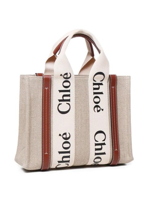 Chloé small Woody logo tote bag - Neutrals