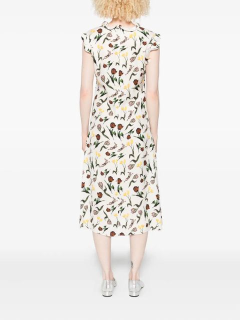 Marni floral-print midi dress - Neutrals