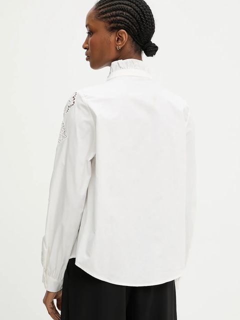 Answear.LAB koszula bawełniana damska kolor biały regular ze stójką