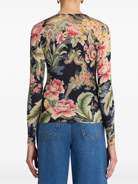 ETRO floral-print knitted top - Blue