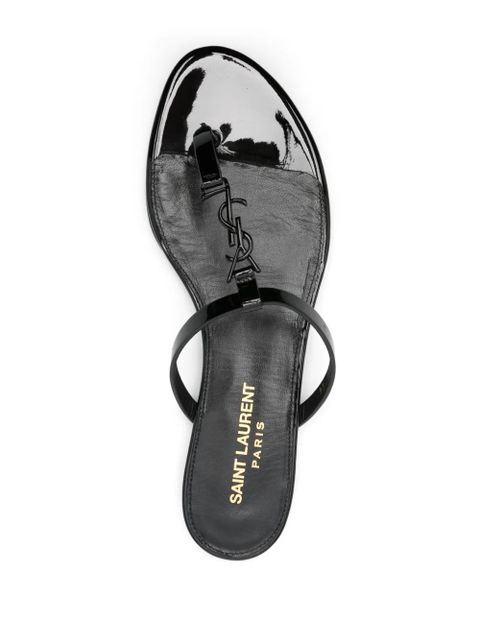 Saint Laurent Cassandra leather slides - Black