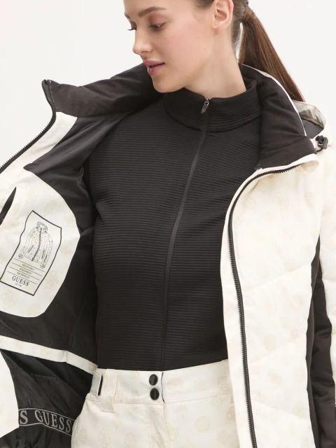 Guess kurtka narciarska kolor beżowy W4PL3N WH0K0