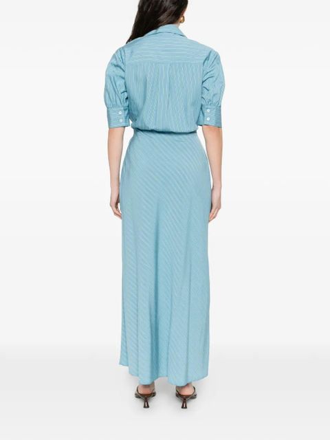 PINKO striped tie-waist maxi shirt dress - Blue