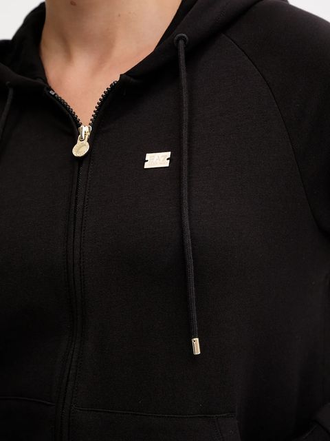 EA7 Emporio Armani bluza damska kolor czarny z kapturem gładka AF13135.7W000458