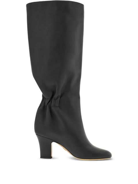 Ferragamo 70mm ruched leather boots - Black - zdjęcie produktu nr 1