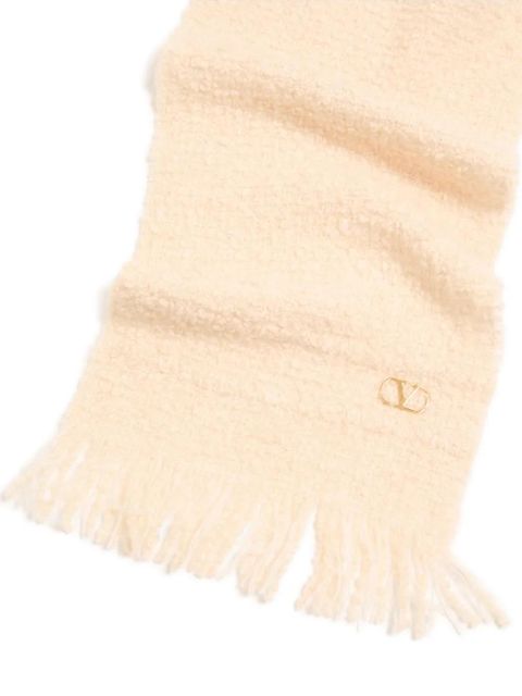 Valentino Garavani logo-plaque jacquard scarf - Neutrals