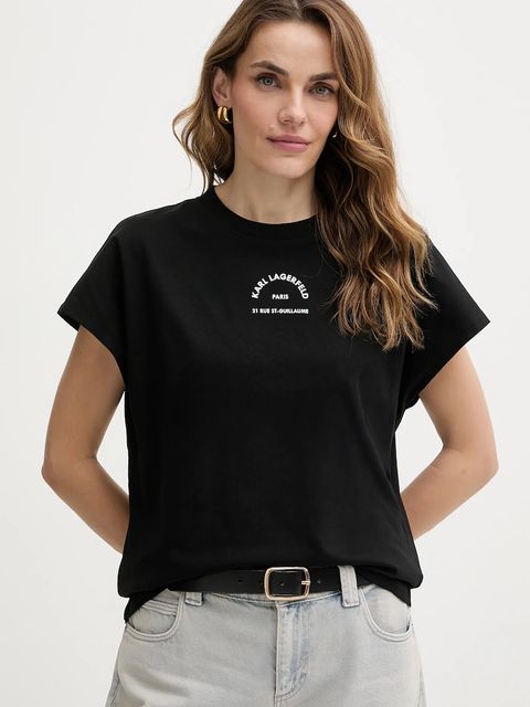 Karl Lagerfeld t-shirt bawełniany damski kolor czarny B1W17032 - zdjęcie produktu nr 1