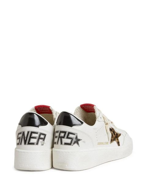 Golden Goose leather leopard-print star sneakers - White