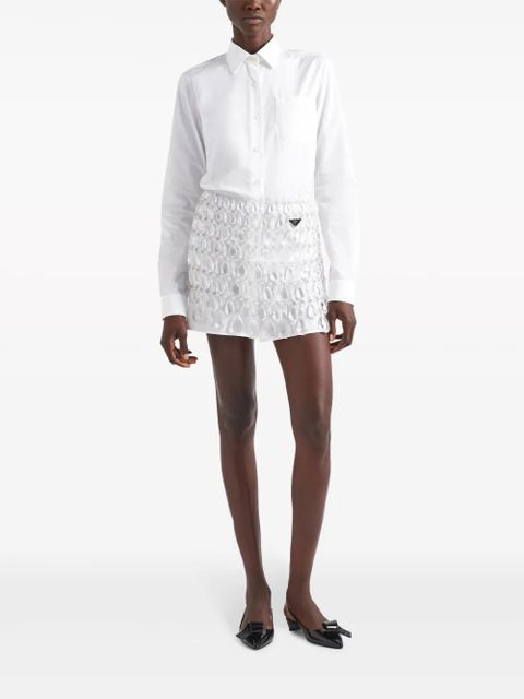 Prada crystal-embellished fringed miniskirt - Silver - zdjęcie produktu nr 2