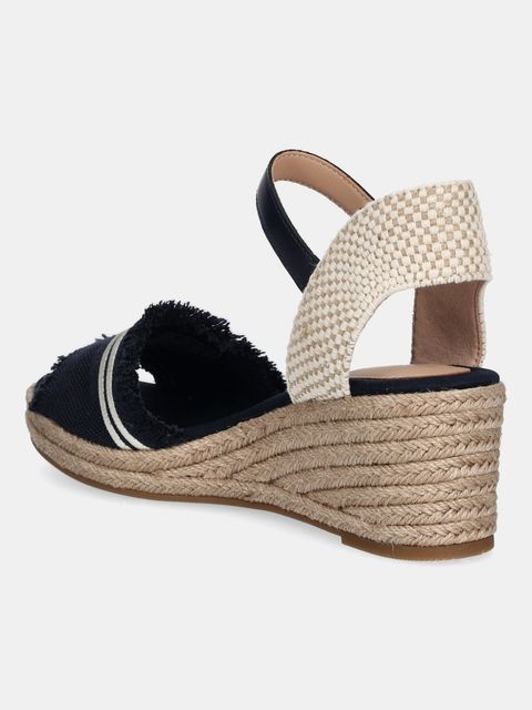 Tommy Hilfiger sandały FRINGE CANVAS MEDIUM WEDGE kolor granatowy FW0FW08879