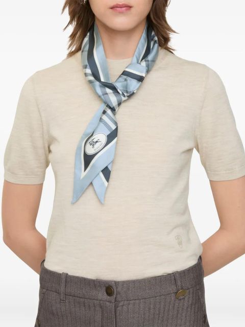 Burberry checked silk scarf - Blue