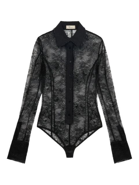 Blumarine lace-panelled shirt bodysuit - Black - zdjęcie produktu nr 1